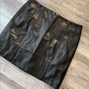 Black double slit faux leather skirt medium